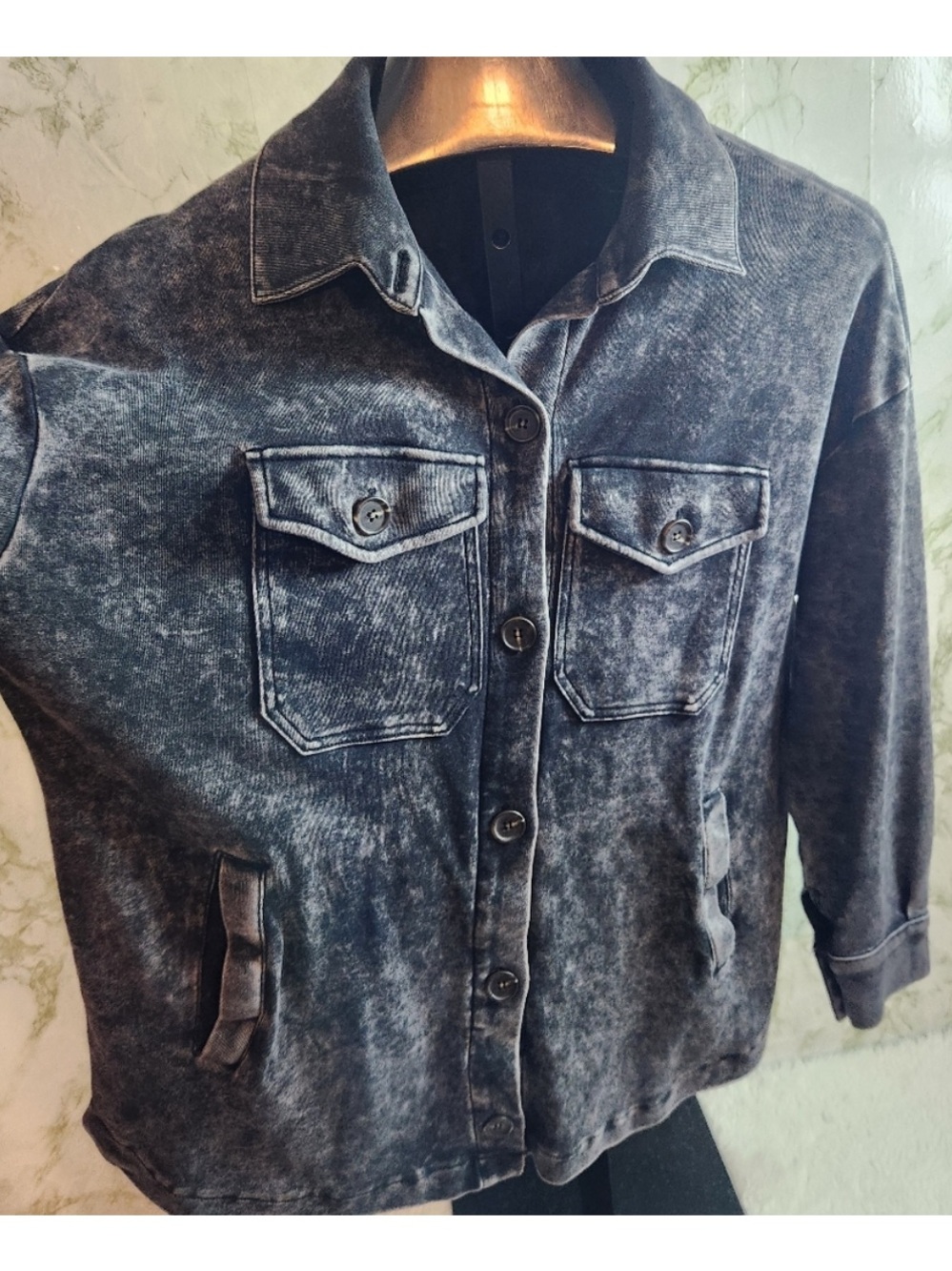 ZENANA Gray Sweatshirt Shacket Cotton - Picture 3 of 3
